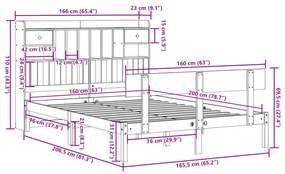 Cama com estante sem colchão 160x200 cm pinho maciço