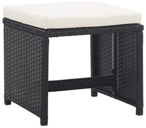 11 pcs conjunto jantar exterior com almofadões vime PE preto