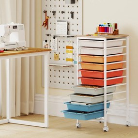 Carrinho Organizador, 37 x 32,5 x 85 cm, 10 Gavetas Removíveis, Multicolor