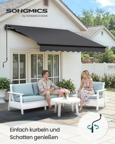 Toldo varanda articulado 300 x 250 cm com manivela para uma proteção solar fiável, cinzento