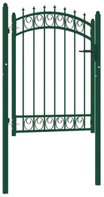 vidaXL Portão para cerca com espetos 100x125 cm aço verde
