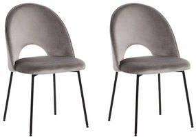 Conjunto de 2 cadeiras de jantar em veludo cinzento COVELO Beliani