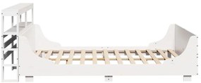 Cama sem colchão 140x200 cm madeira de pinho maciça branco