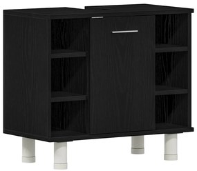 Armário de Banheiro vidaXL Preto Carvalho 60x32x54 cm Madeira Engenhar