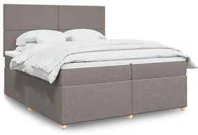 vidaXL Cama com molas/colchão 200x200 cm tecido castanho-acinzentado