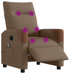Poltrona de massagens reclinável elétrica tecido castanho