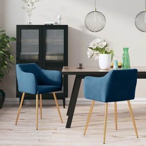 vidaXL Cadeiras de jantar 2 pcs veludo azul