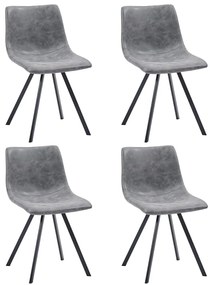 vidaXL Cadeiras de jantar 4 pcs couro artificial cinzento