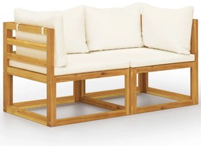 Banco de jardim de 2 lugares c/ almofadões branco nata