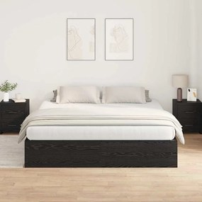 Cama com armazenamento preto e carvalho 180x200 cm