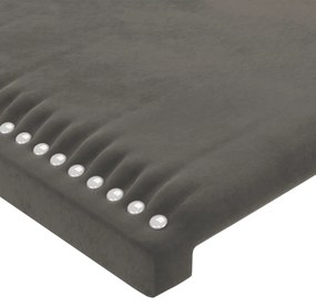 Cabeceira cama c/ luzes LED veludo 183x16x78/88cm cinza-escuro