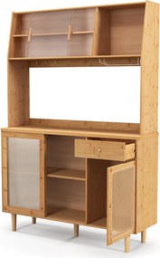 Aparador Alto Figueira da Foz em Bambu com Portas de Vidro e Ratã – 12