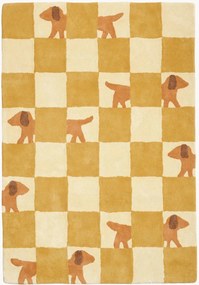 Tapete infantil tufado à mão Walter Ochre Checkered, vários tamanhos