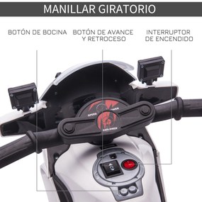 HOMCOM Mota Elétrica Infantil de Polícia Bateria 6V Recarregável para Crianças acima de 18 Meses com Faróis Buzina e Rodas de Equilíbrio Velocidade Máx. 3km/h 69x39x43cm Multicor