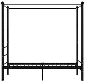 Estrutura de cama com dossel metal preto 90x200 cm