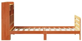 Cama com estante sem colchão 75x190cm pinho maciço castanho-mel