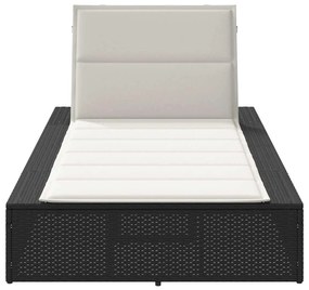 Espreguiçadeira com almofada flutuante vime PE preto