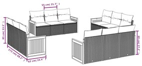 12 pcs conjunto de sofás p/ jardim com almofadões vime PE bege