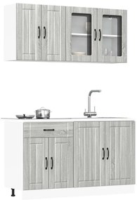 vidaXL 4 peças armário de cozinha conjunto Kalmar cinza sonoma