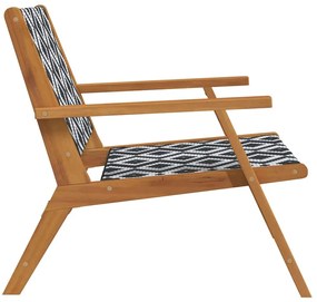 Cadeiras de Jardim 2 pcs Preto e Branco 76x67x73 cm Madeira Sólida de