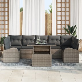 Conjunto de Sofá de Jardim vidaXL 8 Peças com Almofadas Rattan Poliést