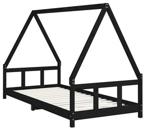 Estrutura de cama infantil 90x200 cm pinho maciço preto