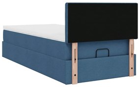 Cama otomana com colchão 90x200 cm tecido azul
