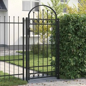 vidaXL Portão para cerca com topo arqueado 89x200 cm aço preto