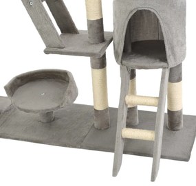 Árvore p/ gatos c/ postes arranhadores sisal 230-250cm cinzento