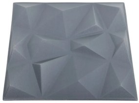 Painéis de parede 3D 48 pcs 50x50 cm 12 m² cinza diamante