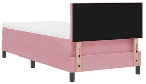 Cama Box Spring vidaXL com Colchão e LED Rosa 90x200 cm Veludo