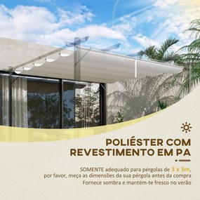 Cobertura para Pérgola 2,5x2,55cm Teto de Substituição Retrátil para Pérgola com 10 Orifícios de Drenagem Creme