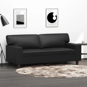 vidaXL Sofá de 2 lugares 140 cm couro artificial preto
