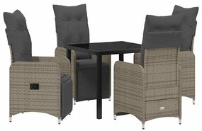 Conjunto de Jantar de Jardim com 5 Peças e Almofadas em Rattan Poly Ci