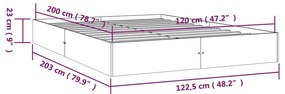 Estrutura de cama 120x200 cm madeira maciça branco