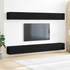 vidaXL Conjunto de Cabide pra TV com 6 Peças - Preto Carvalho