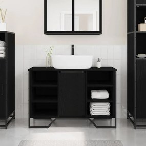 vidaXL Armário de Pia com armazenamento Carvalho Preto 91 x 35 x 60 cm