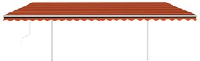 Toldo autom. c/ LED e sensor de vento 6x3,5 m laranja/castanho