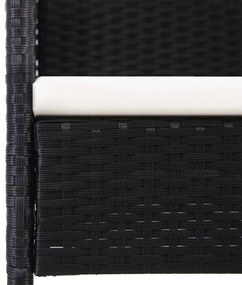 9 pcs conjunto jantar exterior com almofadões vime PE preto