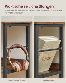 Estante com 2 níveis e 8 compartimentos 33 x 132,6 x 80 cm em castanho vintage e preto