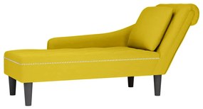 Chaise lounge c/almofada/apoio de braços direito veludo amarelo