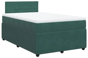 Cama boxspring com colchão 120x200 cm veludo verde-escuro