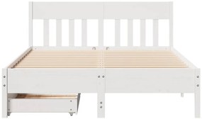 Cama sem colchão 120x200 cm madeira de pinho maciça branco