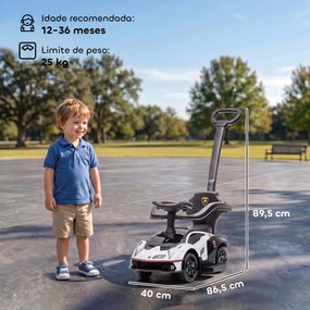 Carro Andador 2 em 1  para Crianças 12-36 Meses Lamborghini Essenza SCV2 Carro Andador com Buzina Guiador e Grade de Segurança Removível 86,5x40x89,5c