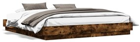 vidaXL Estrutura de cama com luzes LED 180x200 cm carvalho fumado