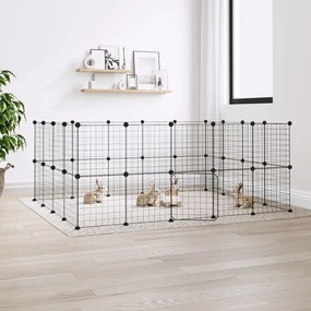 vidaXL Gaiola p/ animais de 36 painéis c/ porta 35x35 cm aço preto