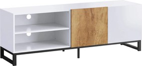 HOMCOM Móvel TV 140 cm, Móvel para Televisor até 139,7 cm, 2 Portas com Fecho Suave e Prateleiras Reguláveis, Branco | Aosom Portugal
