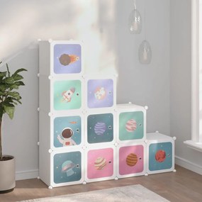 340577 vidaXL Armário de arrumação infantil com 10 cubos PP branco