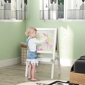 Cavalete quadro infantil 2 em 1 face quadro branco magnético e face quadro-negro a giz branco