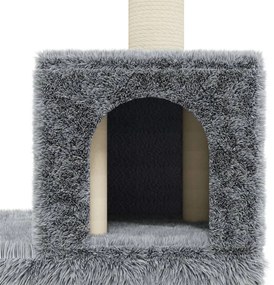 Árvore p/ gatos c/ postes arranhadores sisal 188 cm cinza-claro
